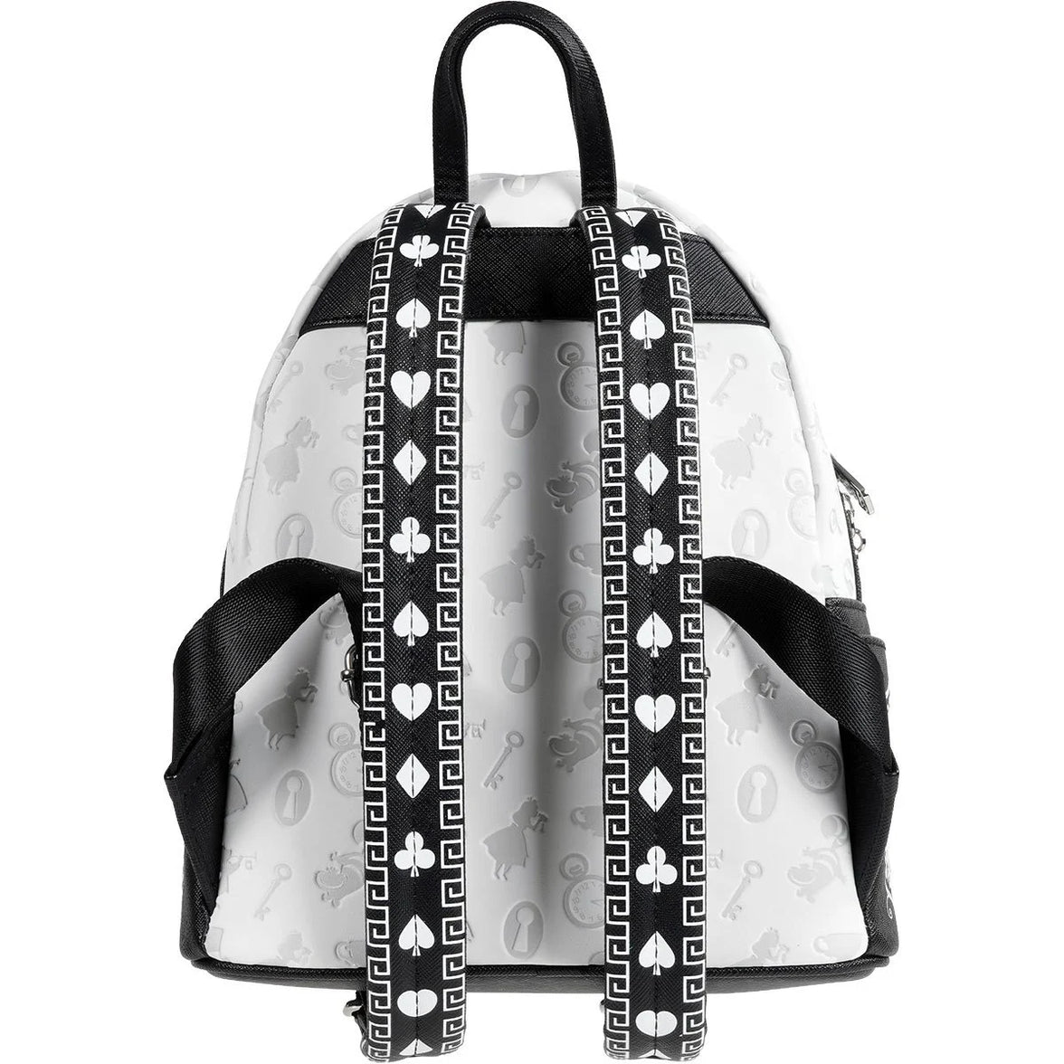 Loungefly Alice in Wonderland Sketch Mini-Backpack - Entertainment Earth Exclusive|Authentic with Tags showing black straps with card suit patterns