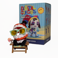 Digital Circus Animiniz: Beach Vacation Series - U-Pick Your Character by Glitch Studios collectible figure relaxing on beach chair.