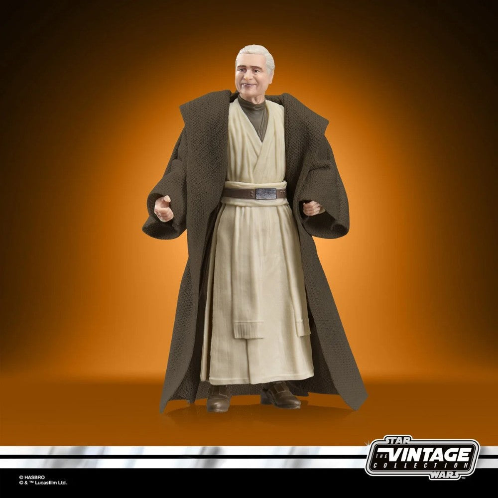 Obi Wan Kenobi figure in beige robes and brown cloak with Star Wars Vintage Collection logo