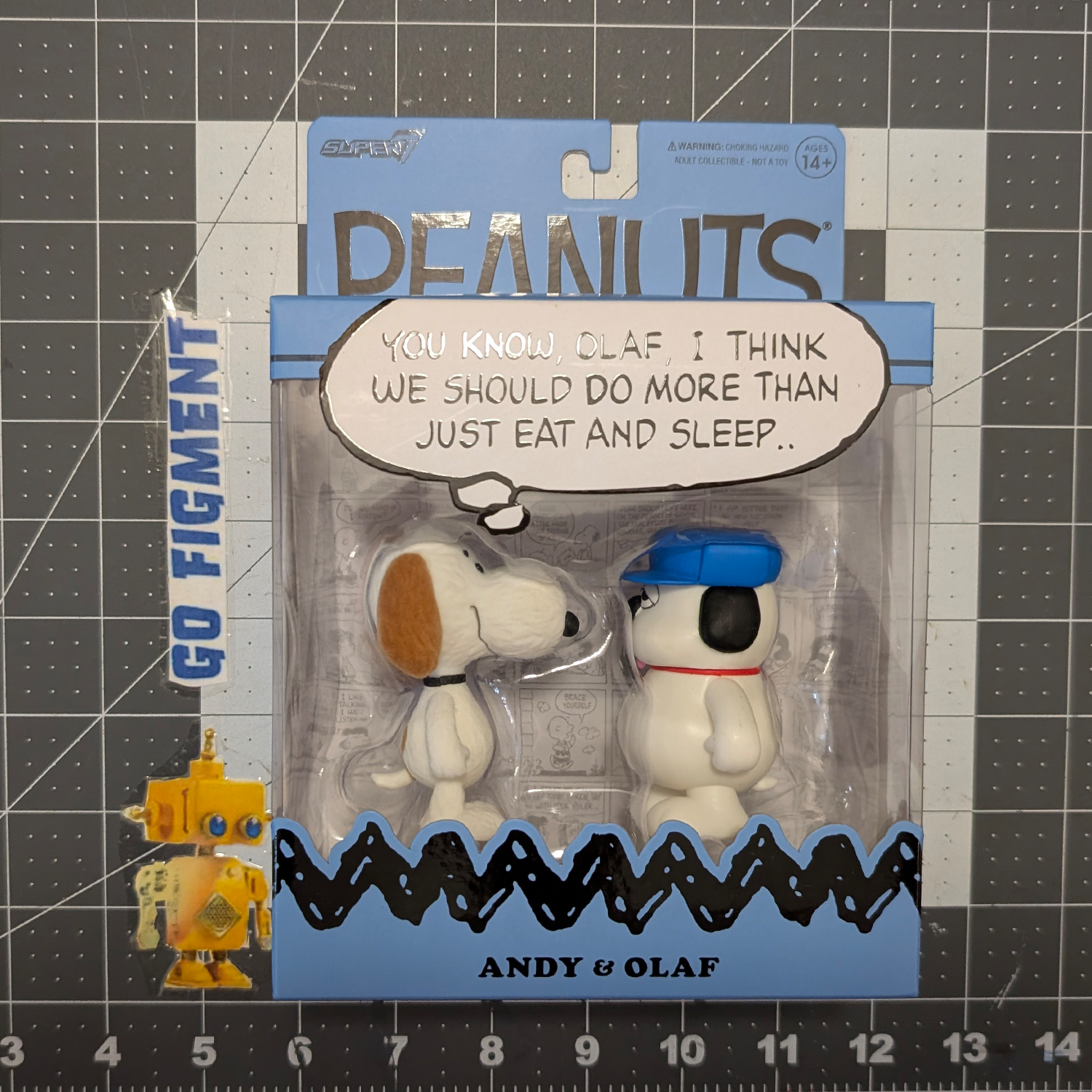 Olaf and Andy Peanuts ReAction Figures 2-Pack Super7 Collectible Figure Set new in box with speech bubble packaging
