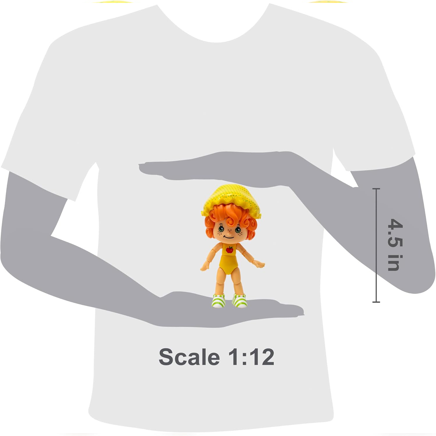 Boss Fight Studio Llc Apple Dumplin 1:12 scale figure with curly orange hair and yellow hat shown with size comparison