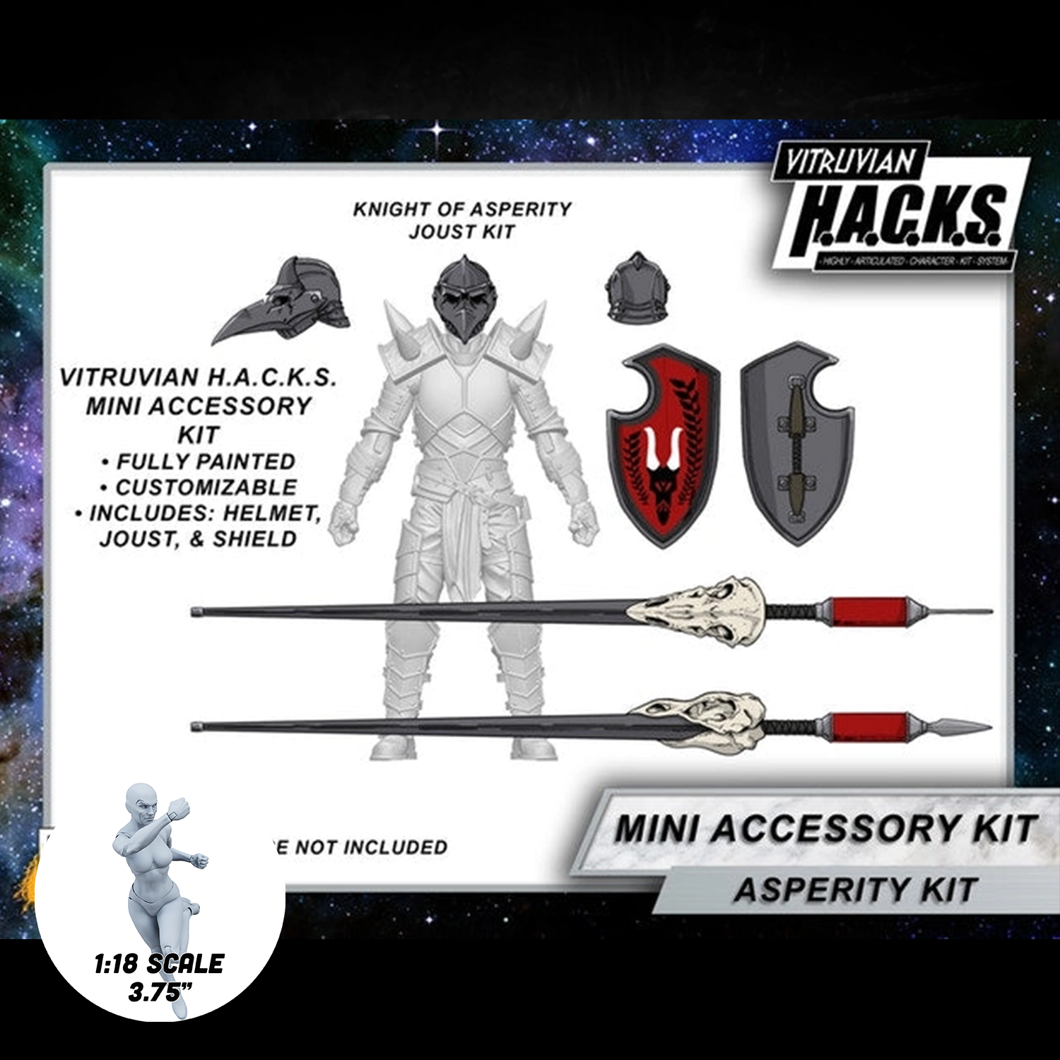 1:18 Scale Knight of Asperity Mini Gear Kit (Knight Shield and Lance Pack for 3.75" - 4" Figures) by Boss Fight Studio Llc new in box