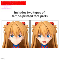 Two anime-style female heads with long light brown hair and red hair accessories showing neutral and smiling tampo-printed faces.