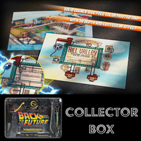 Back to the Future Hill Valley welcome sign map with 3D lenticular depth printed by Doctor Collector collector box set