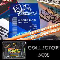 Back to the Future almanac receipt and collector box featuring time travel design by Doctor Collector