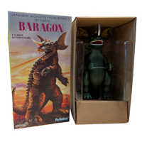 Super7 Toho ReAction Wave 1 Baragon 3.75-inch retro style action figure in vintage Marusan tin packaging