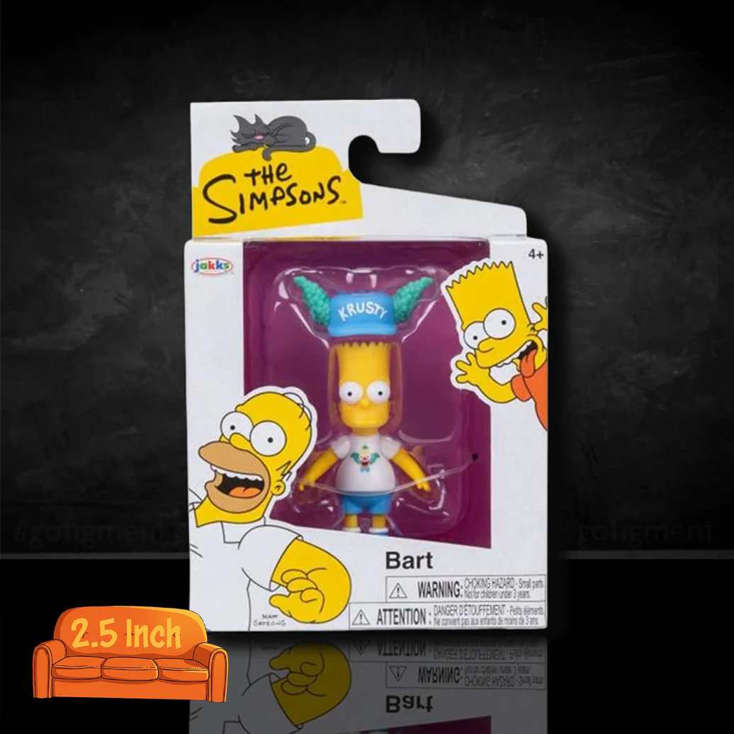 Bart Simpson With Krusty Hat The Simpsons Action Figure 2 1/2" Scale by Jakks Pacific, new in box collectible toy