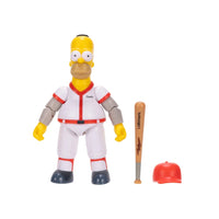 Homer Simpson Baseball Wave 3 Action Figure with Bat & Removable Hat by Jakks Pacific in white and red baseball uniform