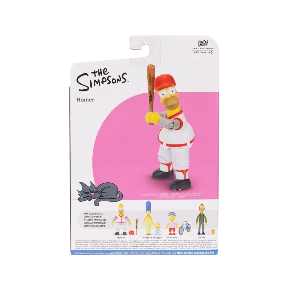 Homer Simpson Baseball Wave 3 Action Figure with Bat & Removable Hat by Jakks Pacific showing Homer in baseball gear.