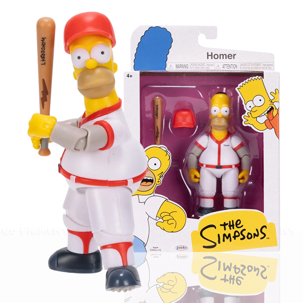 Homer Simpson Baseball Wave 3 Action Figure with Bat & Removable Hat by Jakks Pacific in baseball uniform