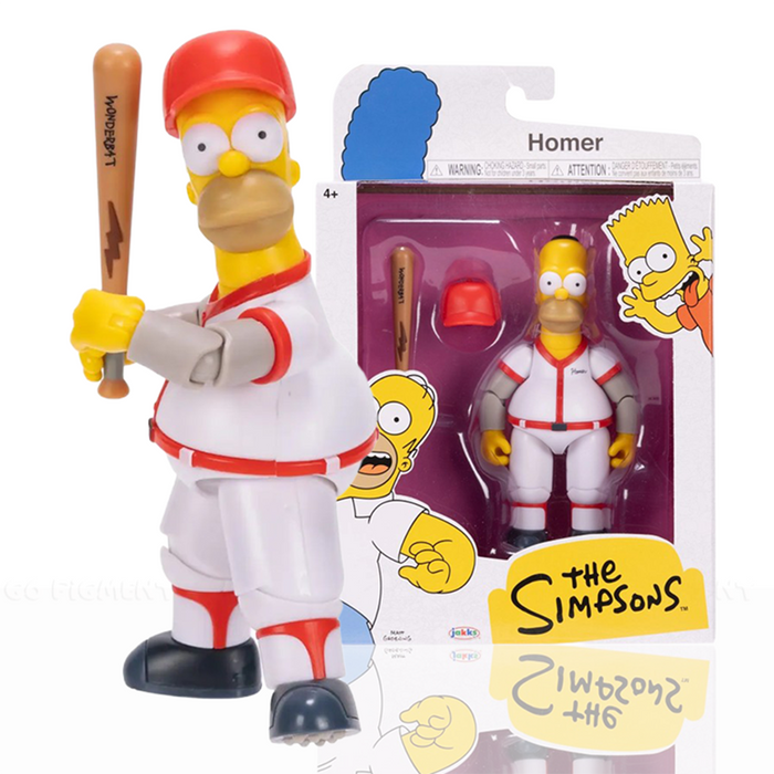 Homer Simpson Baseball Wave 3 Action Figure with Bat & Removable Hat by Jakks Pacific in baseball uniform