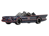 Mattel Hot Wheels 1:64 scale die-cast 1966 Batmobile from Batman Classic TV Series in dark blue with red accents
