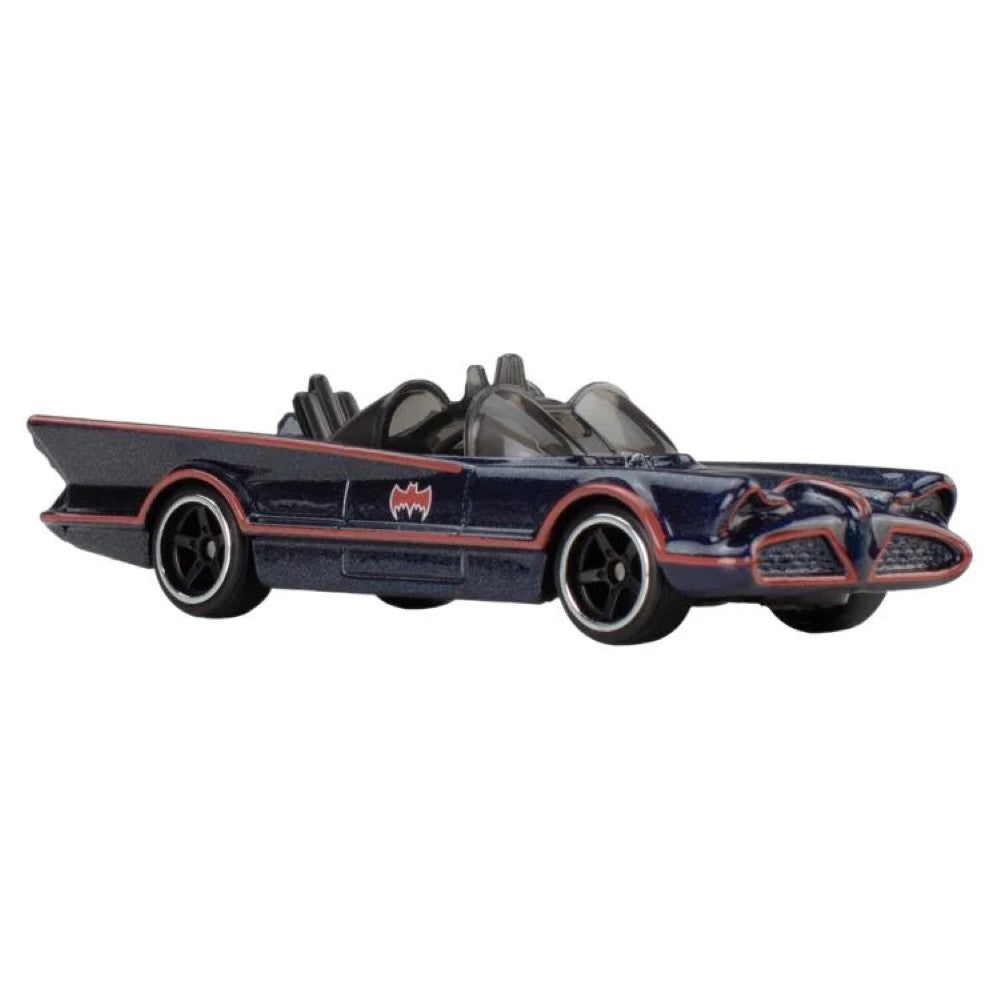 Mattel Hot Wheels 1:64 scale die-cast model of Batman Classic TV Series 1966 Batmobile in black and red design