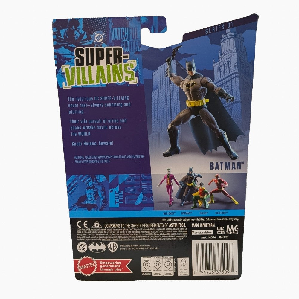 Batman DC Core Wave 1 Action Figure with Accessories Mattel new in box packaging back view by Go Figment collectible