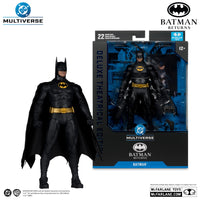 7 inch McFarlane DC Multiverse Batman Returns deluxe theatrical edition action figure in black suit with cape and packaging