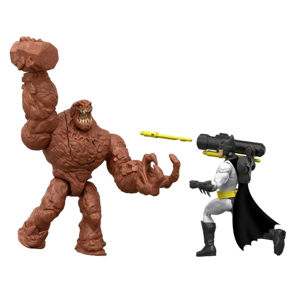 Batman vs Clayface Action Figure 2-Pack Mattel DC Premier Set New showing Clayface throwing rock and Batman aiming rocket launcher by Go Figment