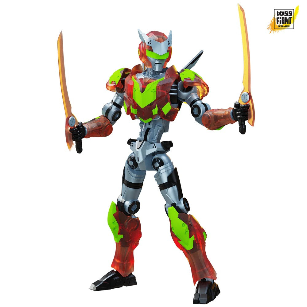 Combat Drone CGT Agile Battle Robot Epic H.A.C.K.S. 1:12 Scale Action Figure Boss Fight Studio Llc with dual energy swords and neon armor