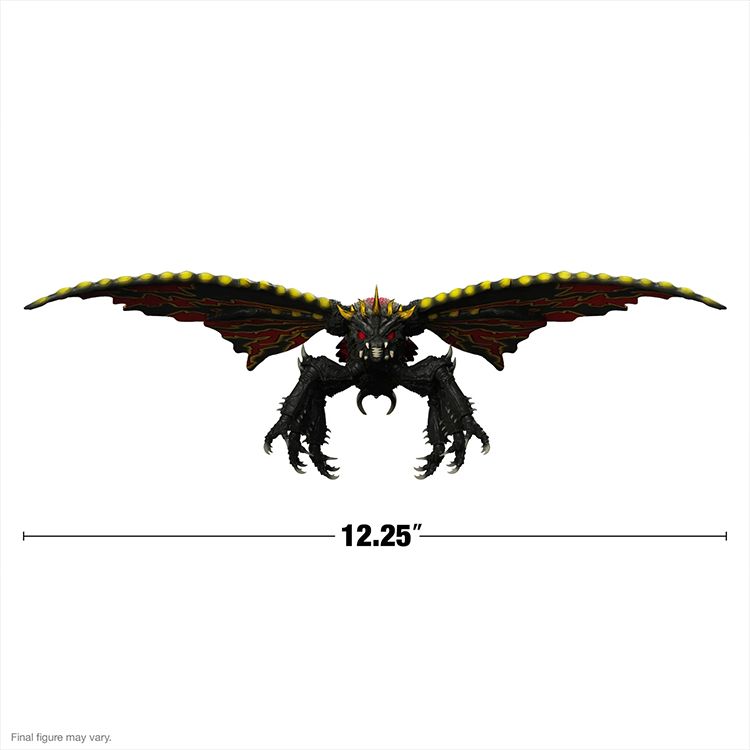 Super7 Battra 1992 action figure with 12.25-inch wingspan in flying pose, detailed sculpt and paint