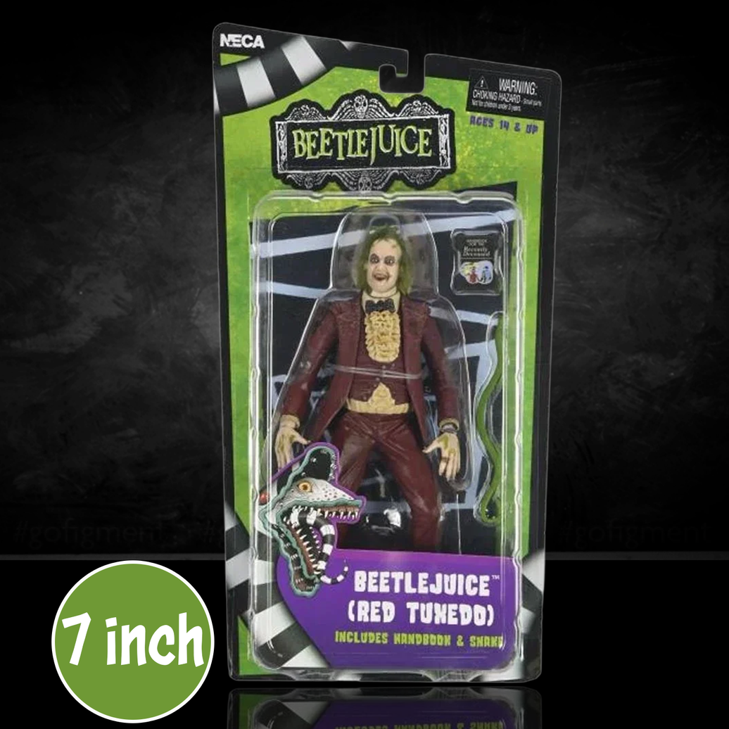 Beetlejuice (1988) Red Tuxedo NECA 7-Inch Scale Action Figure new in box with snake accessory collectible toy by Neca