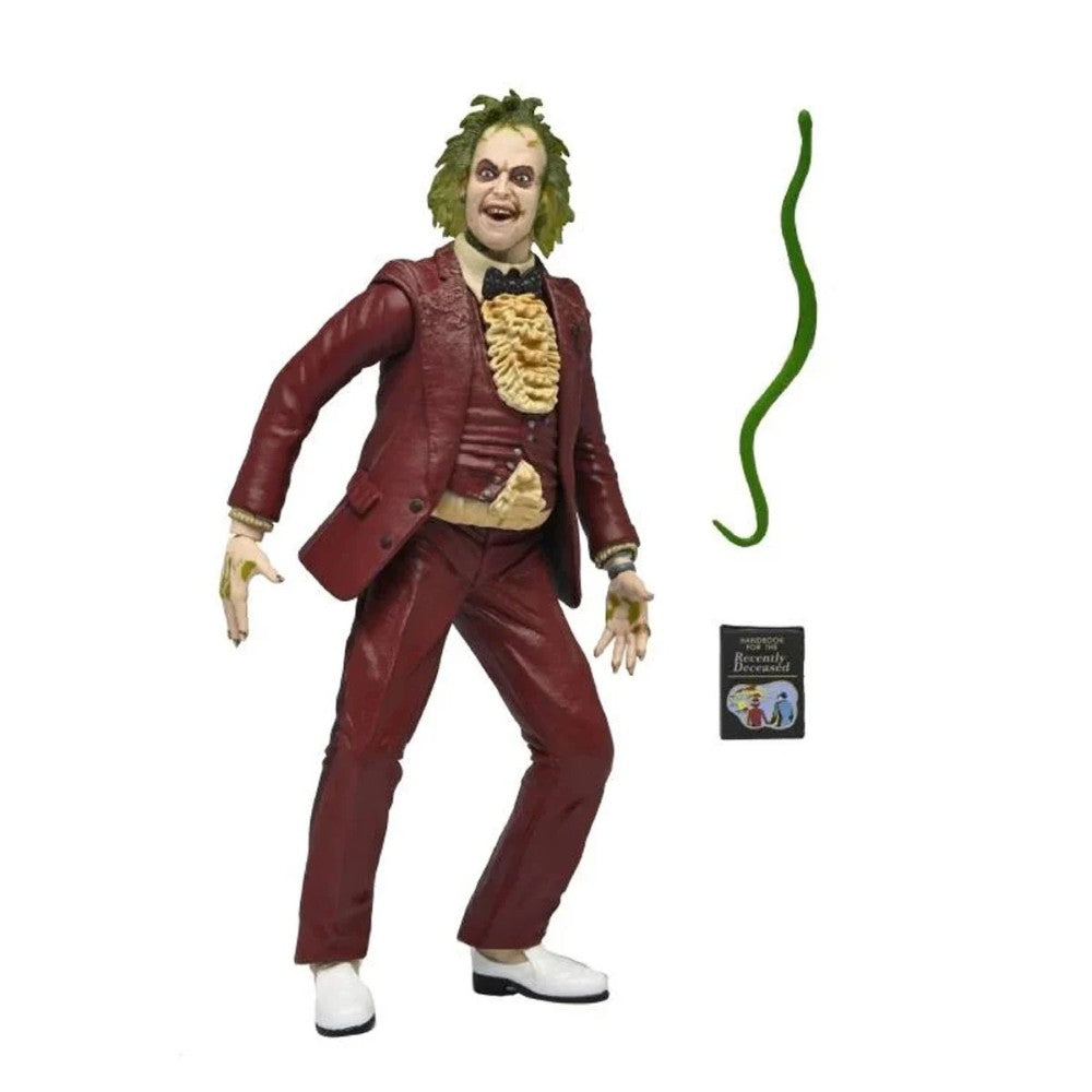 Beetlejuice (1988) Red Tuxedo NECA 7-Inch Scale Action Figure in detailed red suit with green hair and included snake accessory by Neca