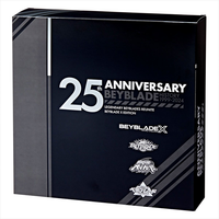 Hasbro Beyblade 25th Anniversary X Edition collector’s box with commemorative logos and sleek black design