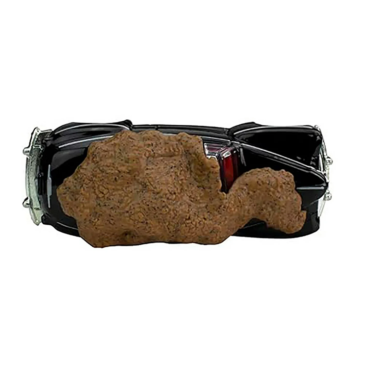 Top view of Hot Wheels Back to the Future Ford Super De Luxe with detailed manure sculpted on car body