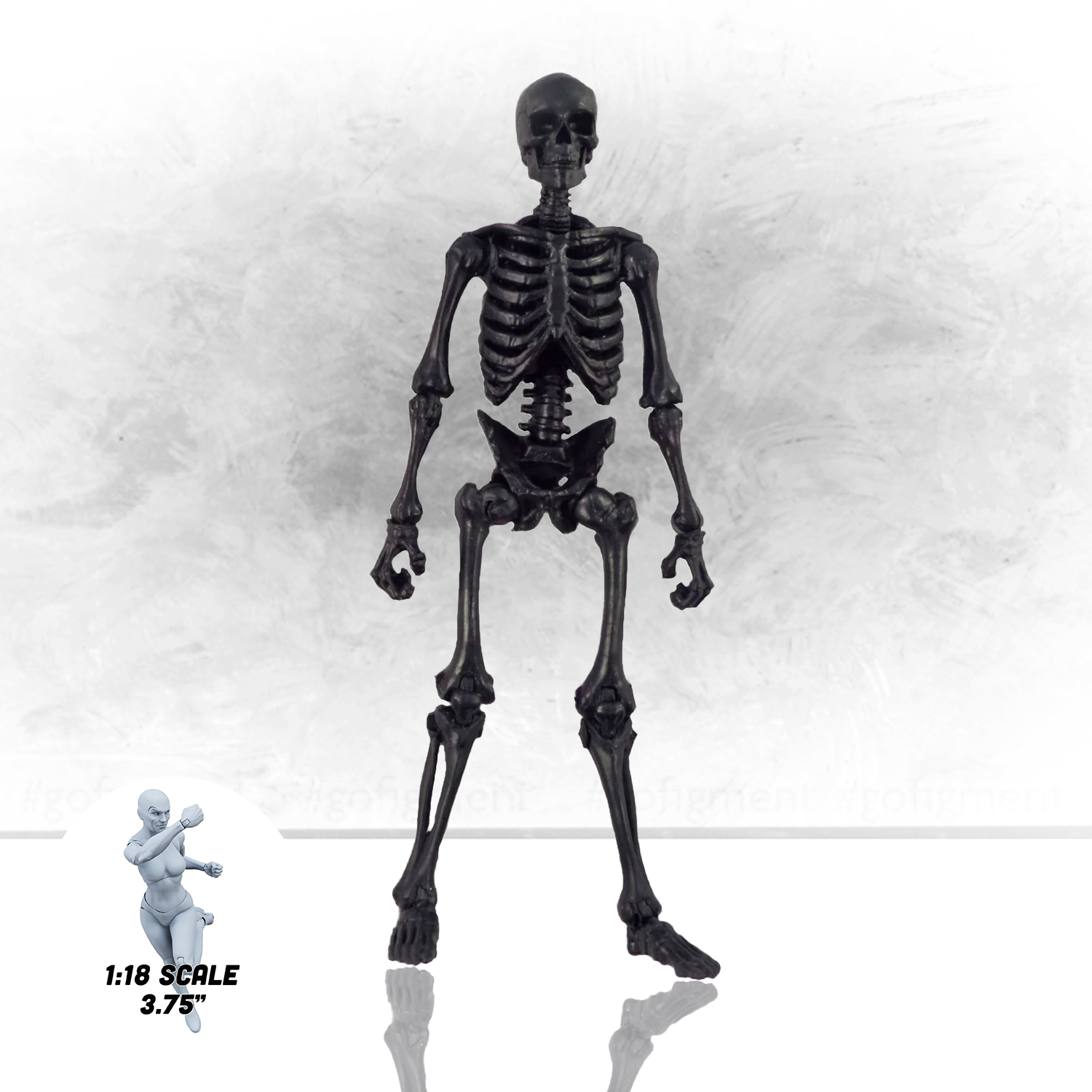 Vitruvian H.A.C.K.S. BLACK 1:18 Scale Action Figure: Skeleton Blank by Boss Fight Studio Llc new in box collectible figure.