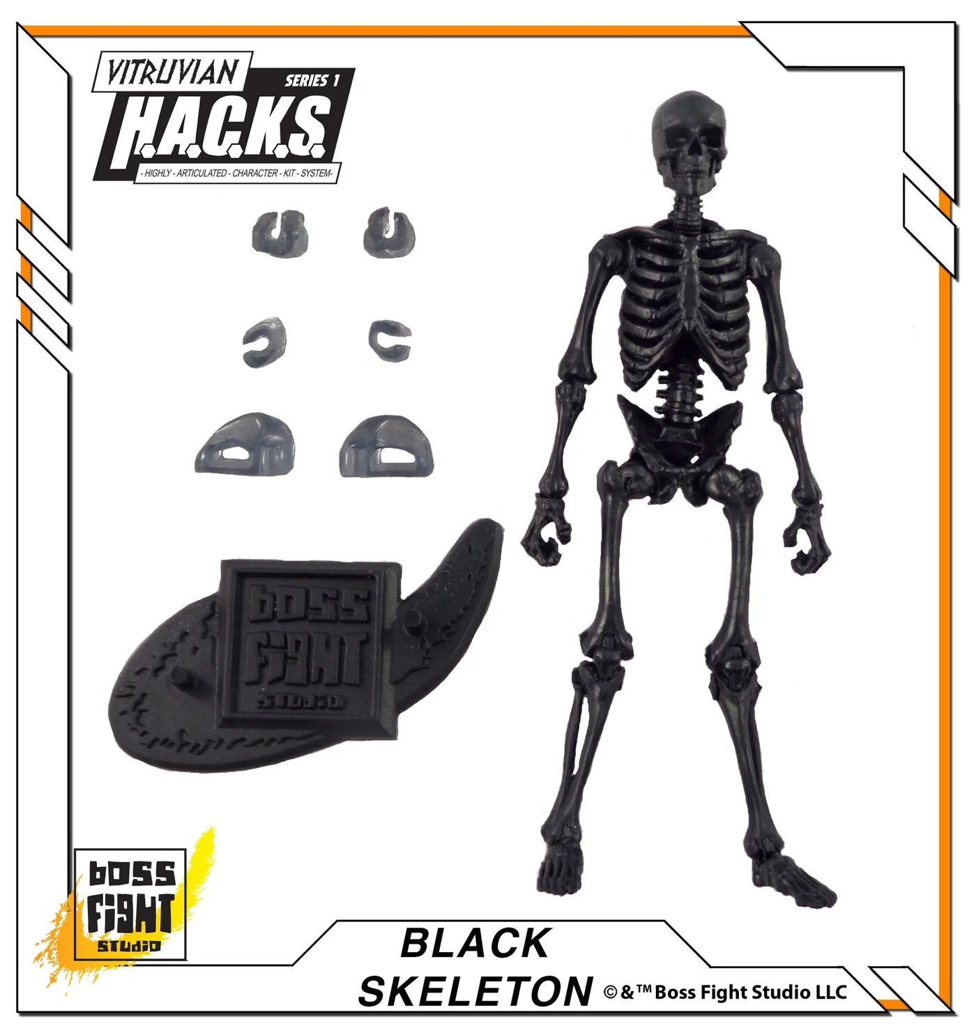 Vitruvian H.A.C.K.S. BLACK 1:18 Scale Action Figure: Skeleton Blank by Boss Fight Studio Llc new in box collectible figure