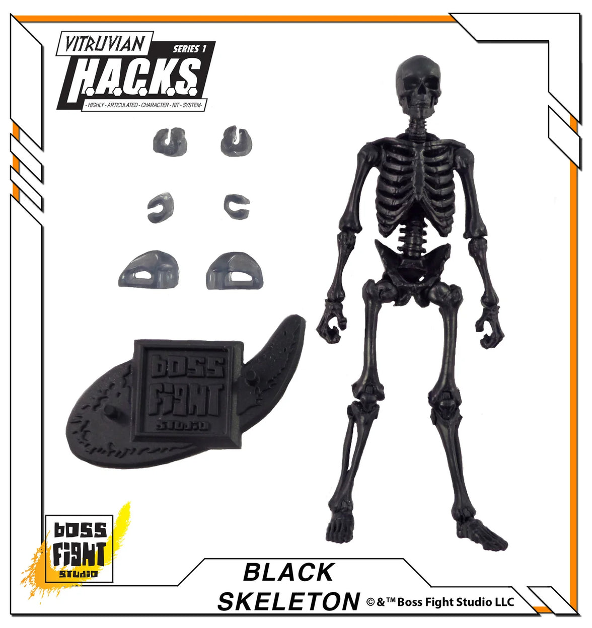 Vitruvian H.A.C.K.S. BLACK 1:18 Scale Action Figure: Skeleton Blank by Boss Fight Studio Llc new in box collectible figure