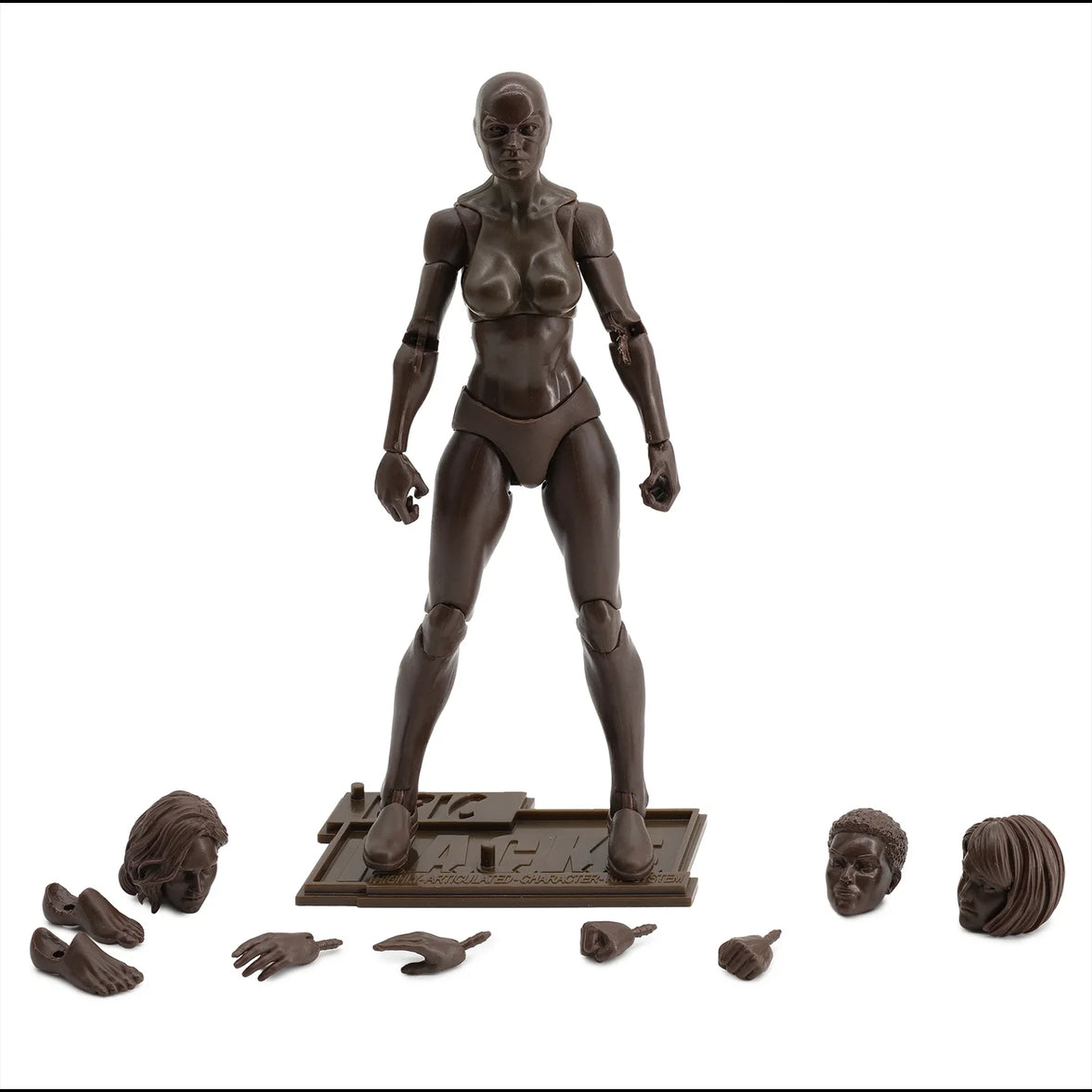 EPIC H.A.C.K.S. Blank Female COFFEE 6" Scale Premium Action Figure new in box with extra heads and hands by Boss Fight Studio Llc
