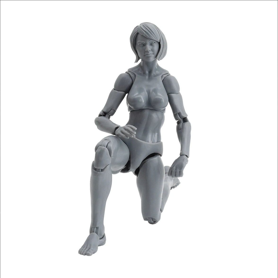 EPIC H.A.C.K.S. Blank Female SHADY GREY 6" Scale Premium Action Figure kneeling pose new in box by Boss Fight Studio Llc