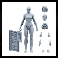 EPIC H.A.C.K.S. Blank Female SHADY GREY 6" Scale Premium Action Figure new in box by Boss Fight Studio Llc with extra heads and hands