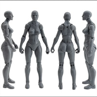 EPIC H.A.C.K.S. Blank Female SHADY GREY 6" Scale Premium Action Figure new in box by Boss Fight Studio Llc showing front, back, and sides views