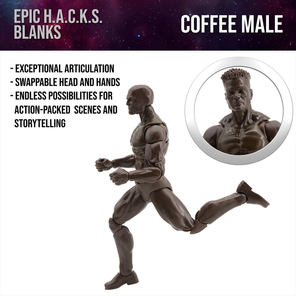 EPIC H.A.C.K.S. Blank Male COFFEE BROWN 6" Scale Premium Action Figure new in box by Boss Fight Studio Llc