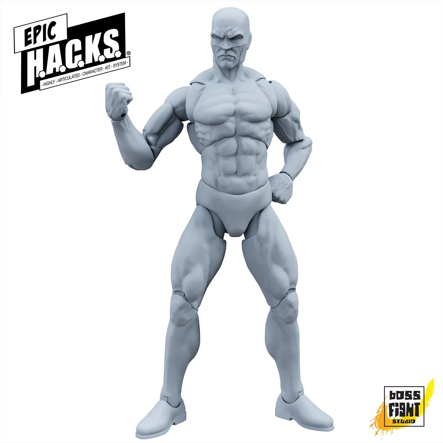 EPIC H.A.C.K.S. Blank Male SHADY GREY 6" Scale Premium Action Figure new in box by Boss Fight Studio Llc