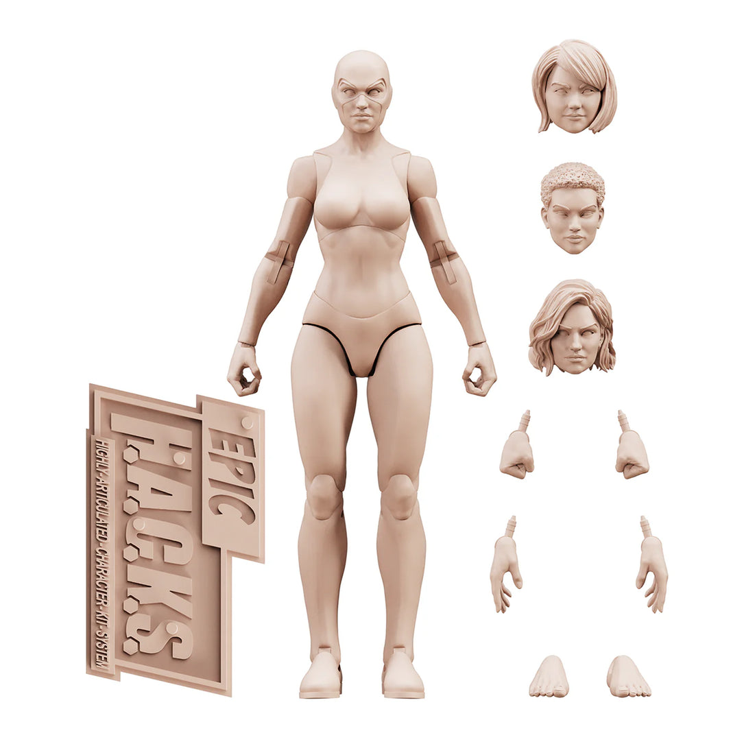 EPIC H.A.C.K.S. Blank Female CHAMPAGNE BEIGE 6" Scale Premium Action Figure new in box with extra heads and hands by Boss Fight Studio Llc