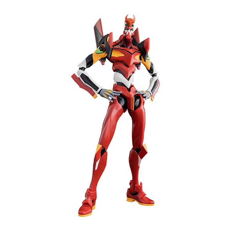 Hasbro Neon Genesis Evangelion Unit 02 action edition Blokees model kit standing with hands on hips on white background