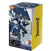 Venom Marvel Rivals Champion Class CC08 Blokees Model Kit packaging featuring dynamic Venom artwork and model parts layout.