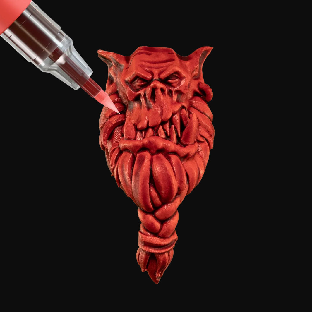 Blood Red Army Painter Speedpaint Marker - One-Coat Miniature Paint SM1034P applying rich red on detailed fantasy figure by Army Painter