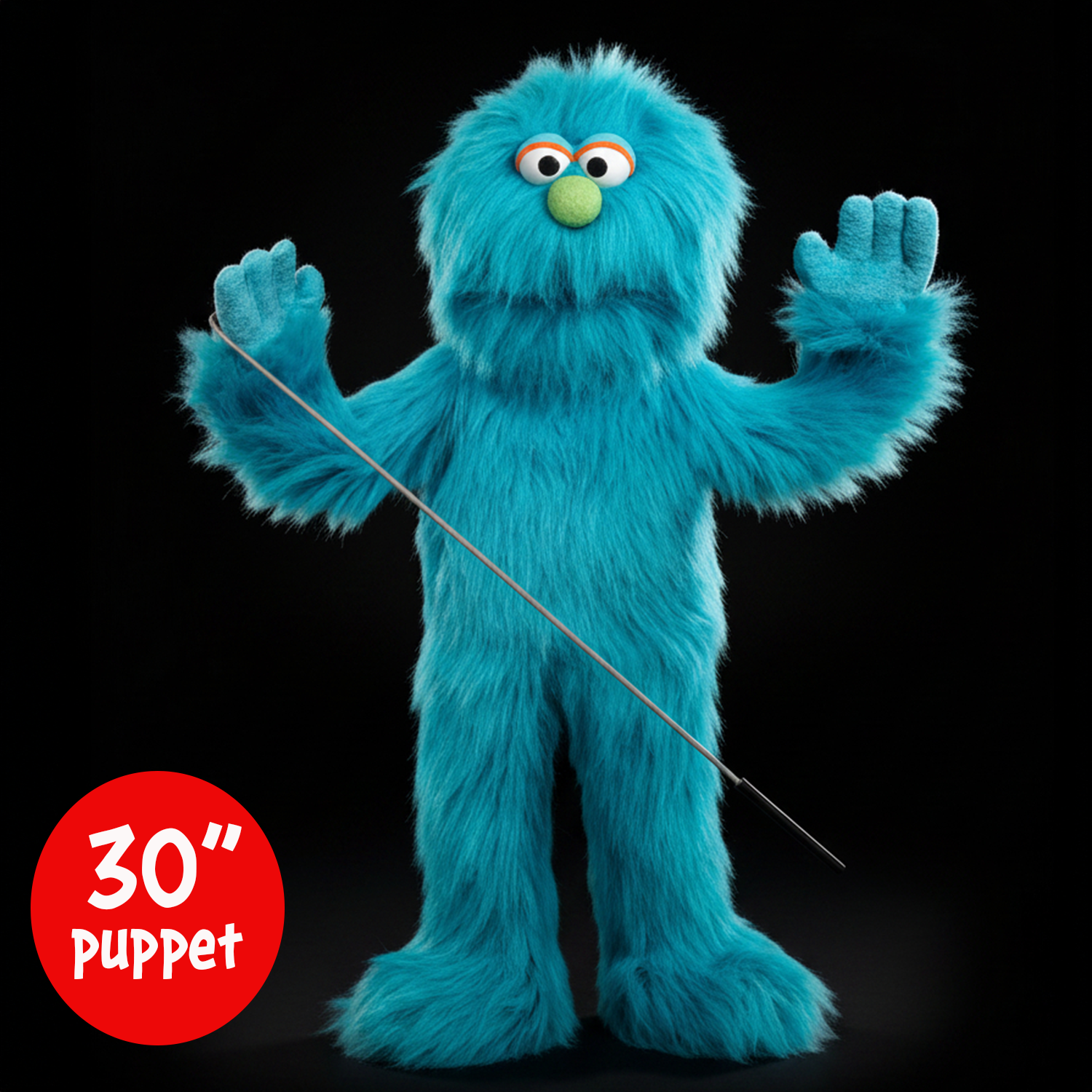 Silly Puppets Mook Blue Monster Puppet - 30" Furry Puppet with Movable Mouth, Arm Rod by Silly Puppets new condition