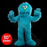 Silly Puppets Mook Blue Monster Puppet - 30" Furry Puppet with Movable Mouth, Arm Rod by Silly Puppets new condition