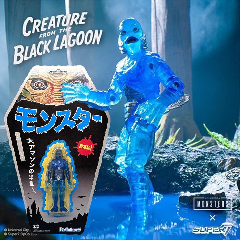 Universal Monsters ReAction+ Creature from the Black Lagoon Clear Blue Action Figure by Super7 3.75 Inch