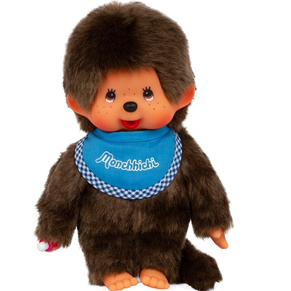 8" Large Monchhichi Doll - Classic Boy, Blue Bib - Authentic Monkey Plush, NWT by Sekiguchi plush toy