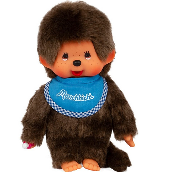 8" Large Monchhichi Doll - Classic Boy, Blue Bib - Authentic Monkey Plush, NWT by Sekiguchi plush toy