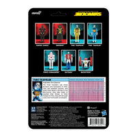 Time Traveler Micronauts Translucent Blue Super7 ReAction+ Action Figure new in box with character stats and packaging back view