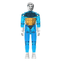 Time Traveler Micronauts Translucent Blue Super7 ReAction+ Action Figure new in box with silver head and yellow chest details