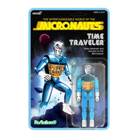 Time Traveler Micronauts Translucent Blue Super7 ReAction+ Action Figure new in box with silver head and gold chest details