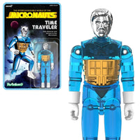 Time Traveler Micronauts Translucent Blue Super7 ReAction+ Action Figure new in box with silver face and gold chest detail