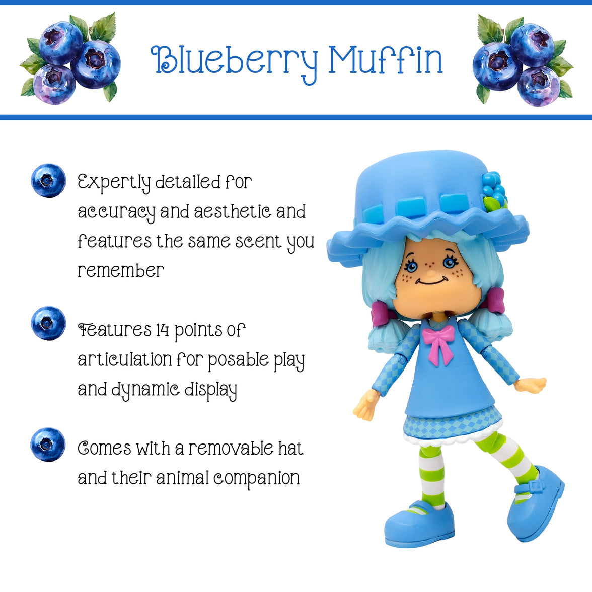 Blueberry Muffing with Cheesecake Strawberry Shortcake CLASSIC Highly Articulated Action Figure 1:12 by Boss Fight Studio Llc with removable hat