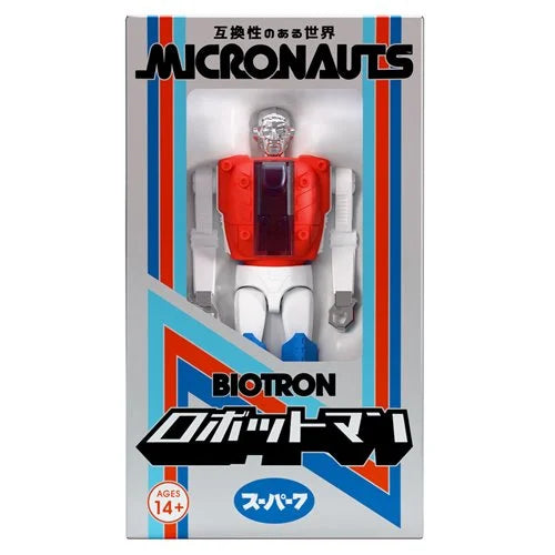 Biotron Micronauts 3.75-Inch Action Figure Super7 Reaction+ boxed red and white robot figure